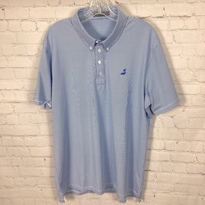 G/FORE Polo Golf Shirt Blue & White Pinstripe Mens Sz Large Breathable‎ Preppy
